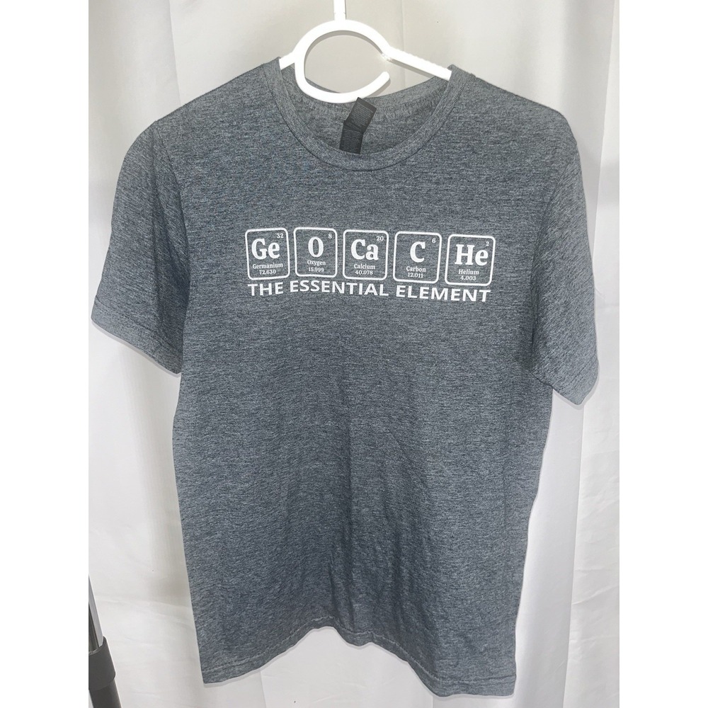 Gildan Geocaching Graphic Tee The Essential Element Periodic Table Gray Small